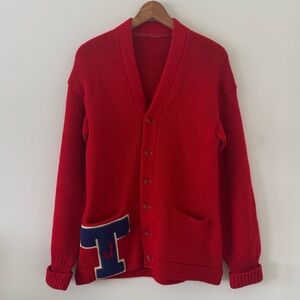 JIM THORPE Olympians‎ High School Vintage 50’s Red Letterman Cardigan Sweater
